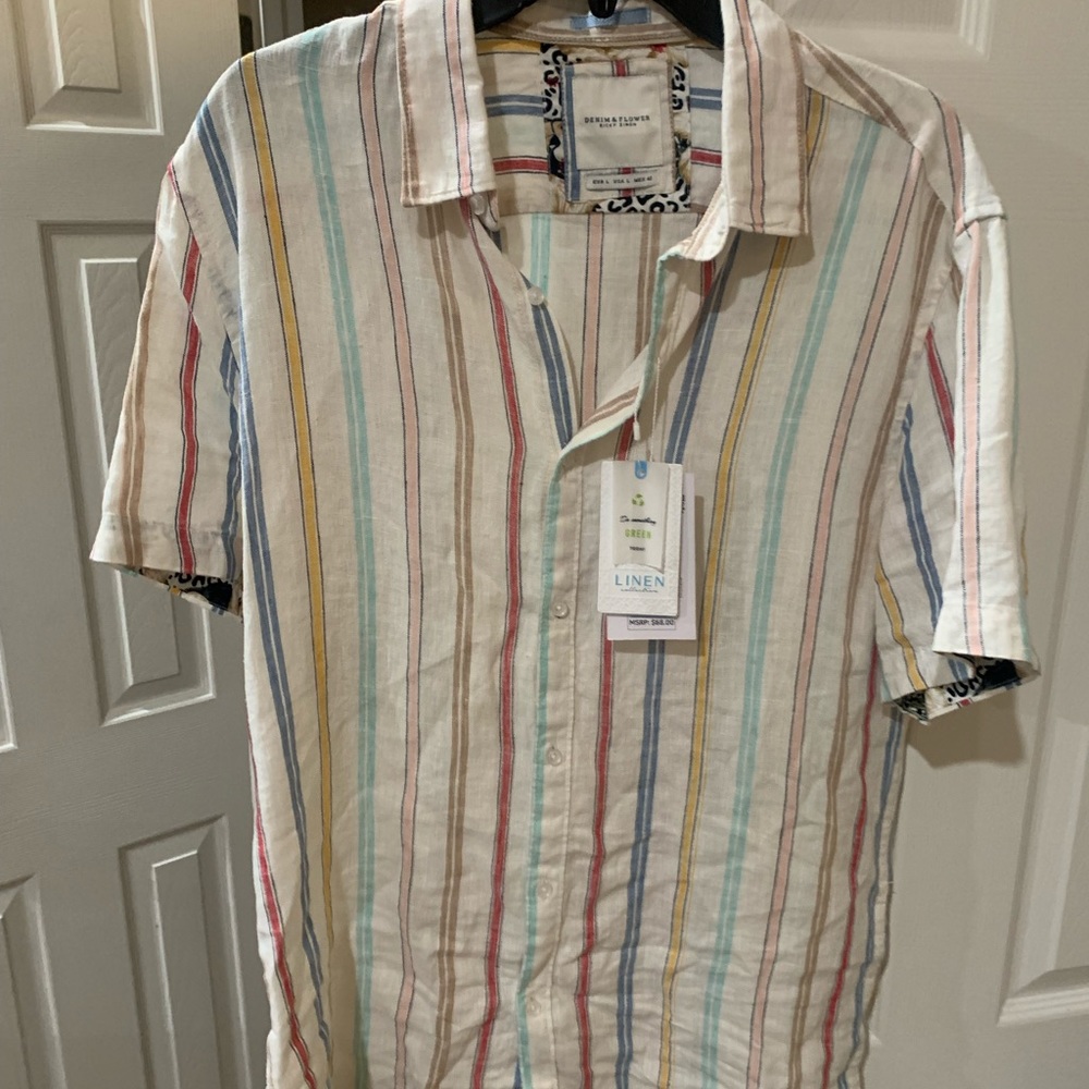 Men's Multicolor Striped Linen Shirt